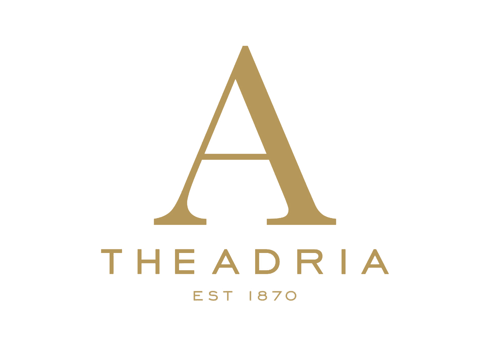 Elegant golden logo for 'The Adria', established 1870, projecting timeless luxury relevant to the hospitality industry.